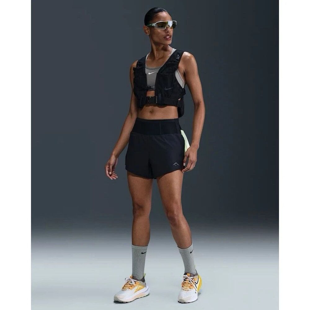 Nike Dri-FIT Trail Brief-Lined Black Running Shorts Womens large HM0280-010 NEW